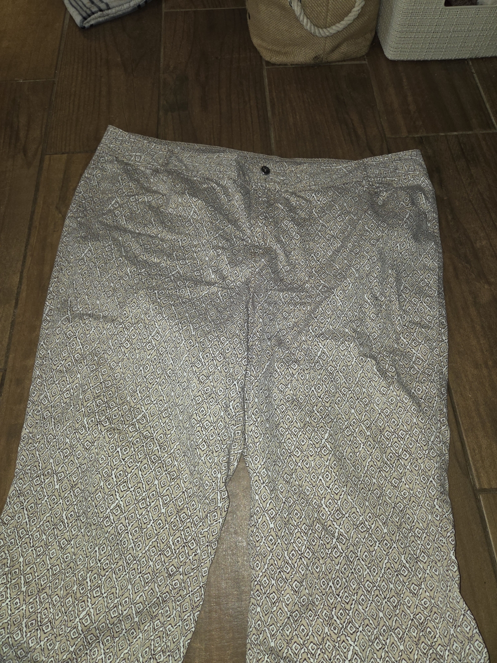 Lane Bryant Neutral Patterned Chinos - Beige & White